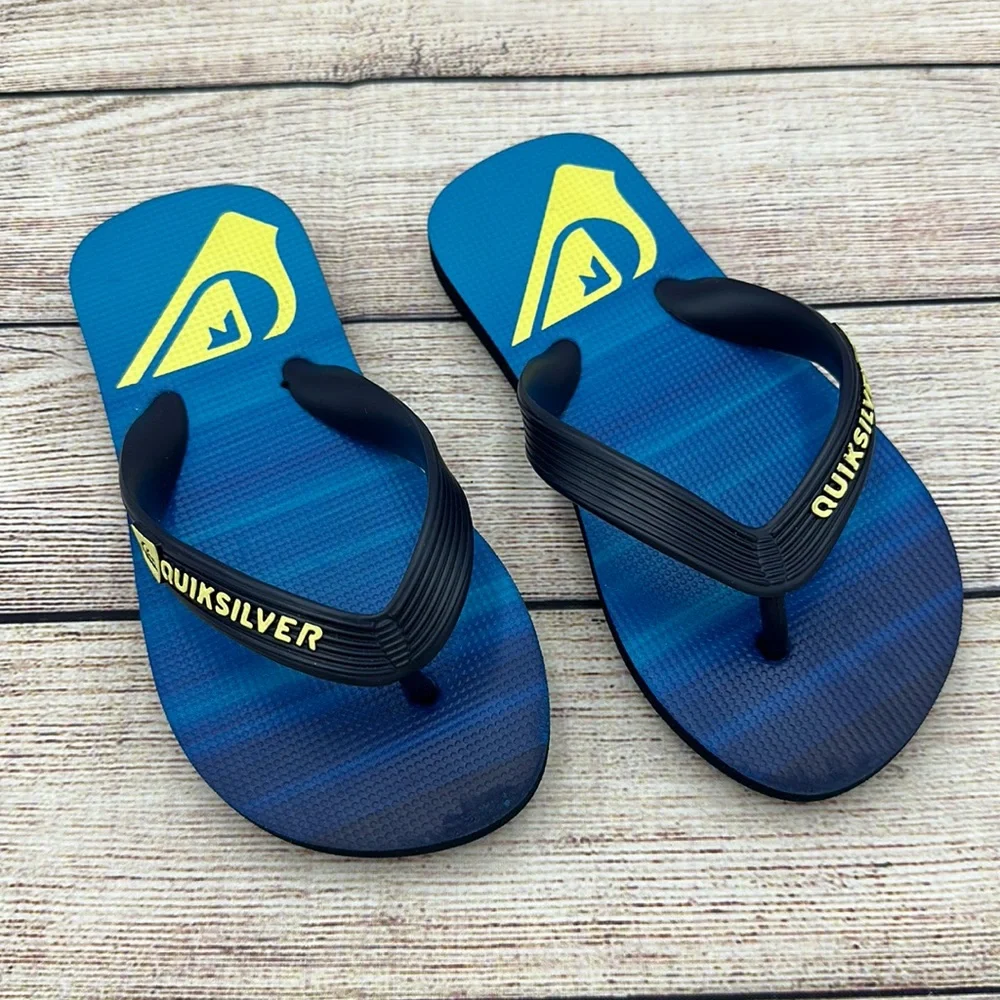 Quicksilver Blue and Yellow Flip Flops Size 11/12